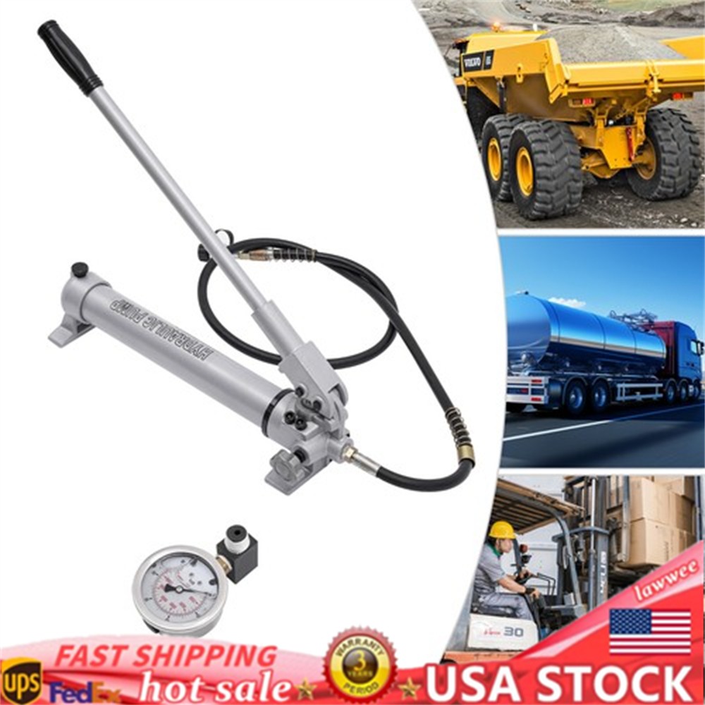 Manual Hydraulic Hand Pump Hydraulic Hand Pump with Pressure Guage US STOCK