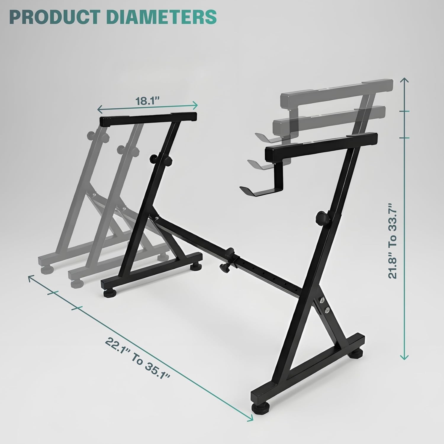 FEBTECH Z Style Keyboard Piano Stand Adjustable Heavy Duty 200LB 61-88 Key