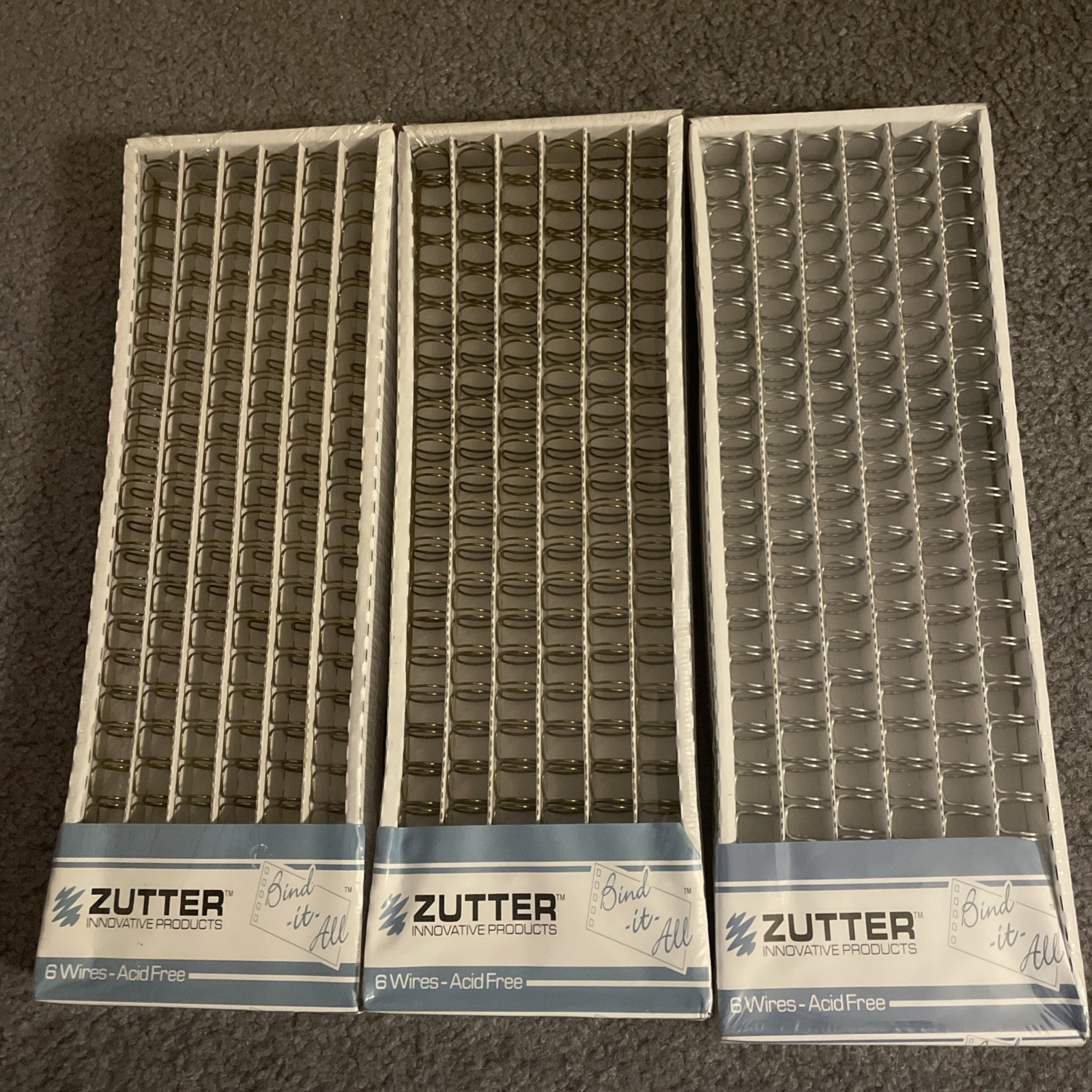 Zutter Bind-it-all Binding Wires. Set Of 3x1/2”. Two Brass, One Silver.