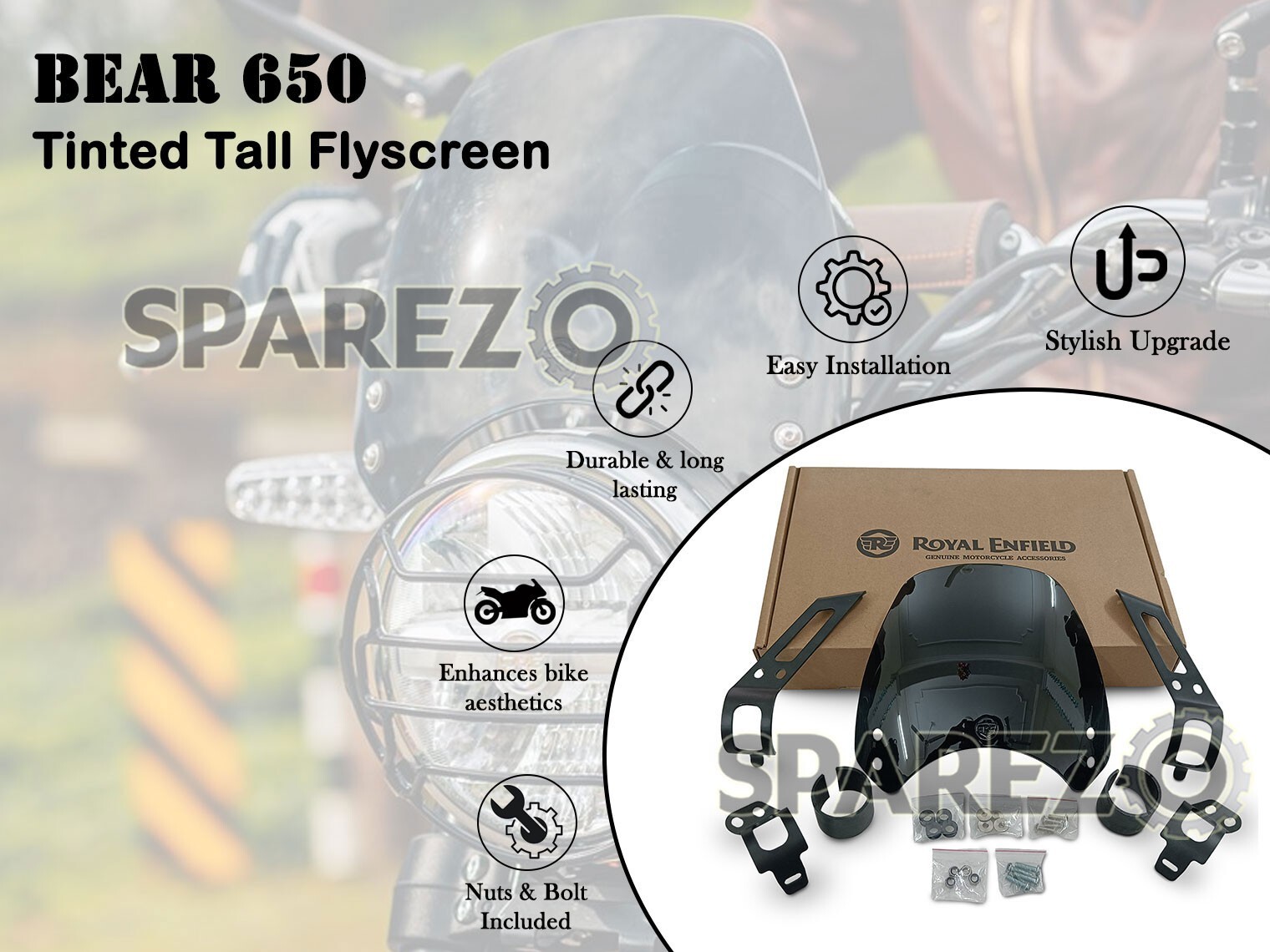 Genuine Royal Enfield Bear 650 "Tinted Tall Flyscreen"