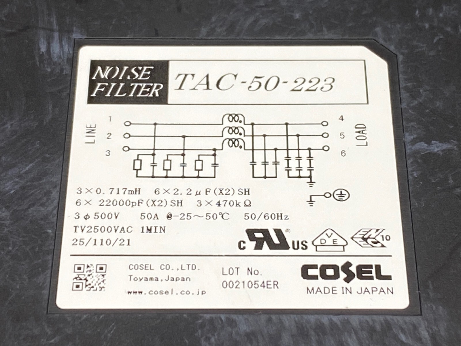 COSEL TAC-50-223 NOISE FILTER