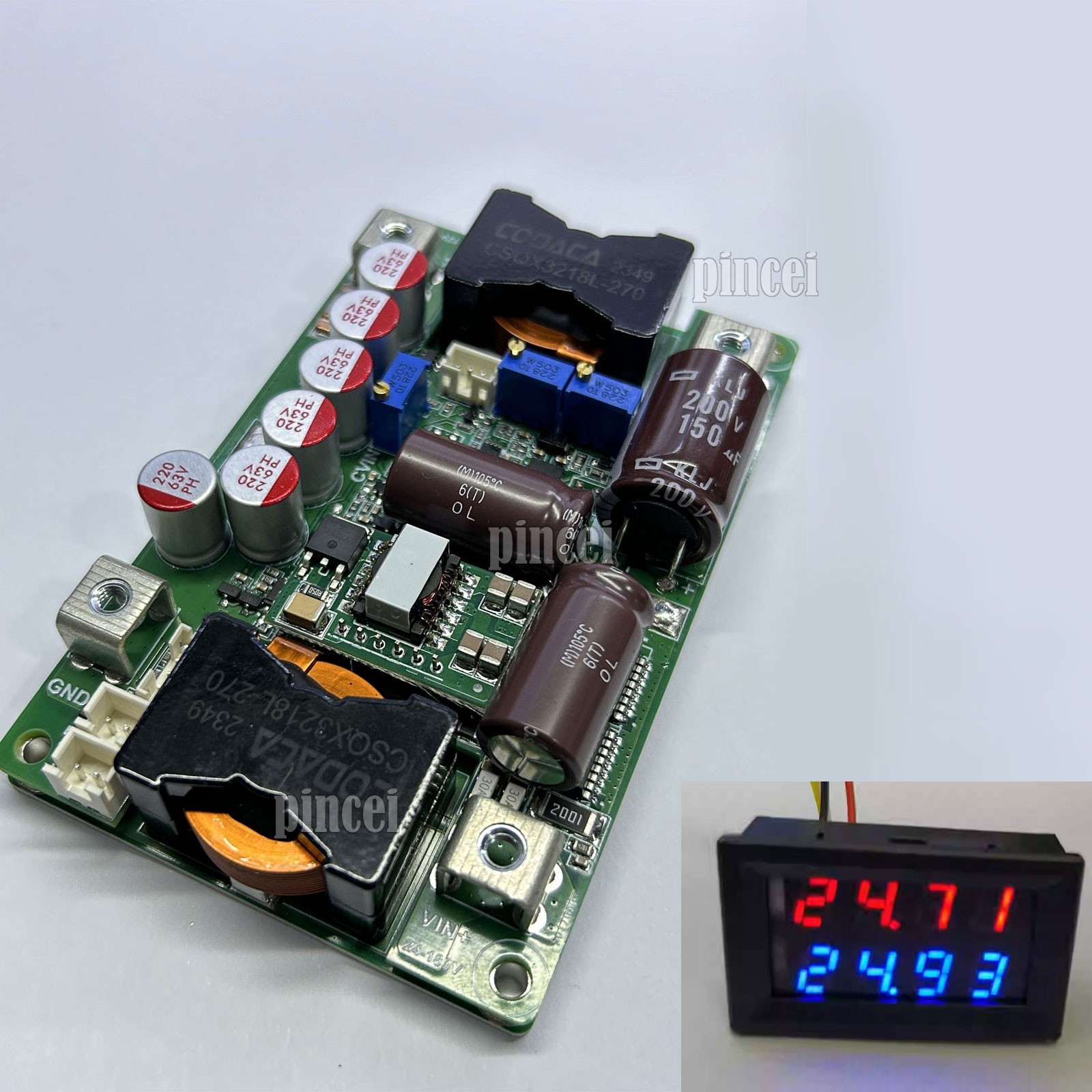 High Voltage DC Buck Converter FPV Power Supply Board w/Display Module DC24-180V