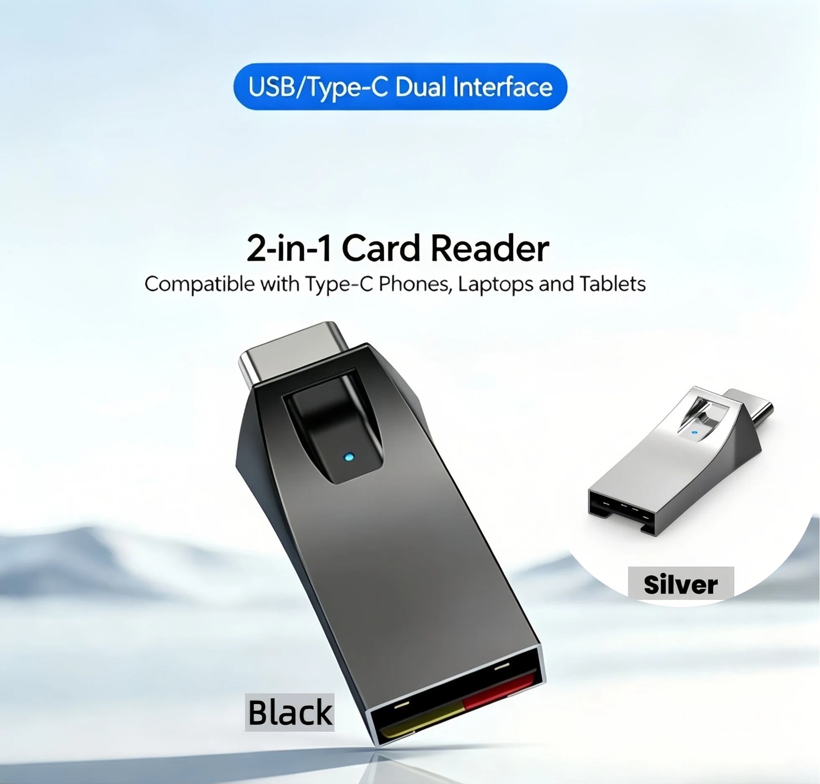Universal 2 in 1 USB-A + USB-C Type C Card Reader Adapter OTG Fast Transfer