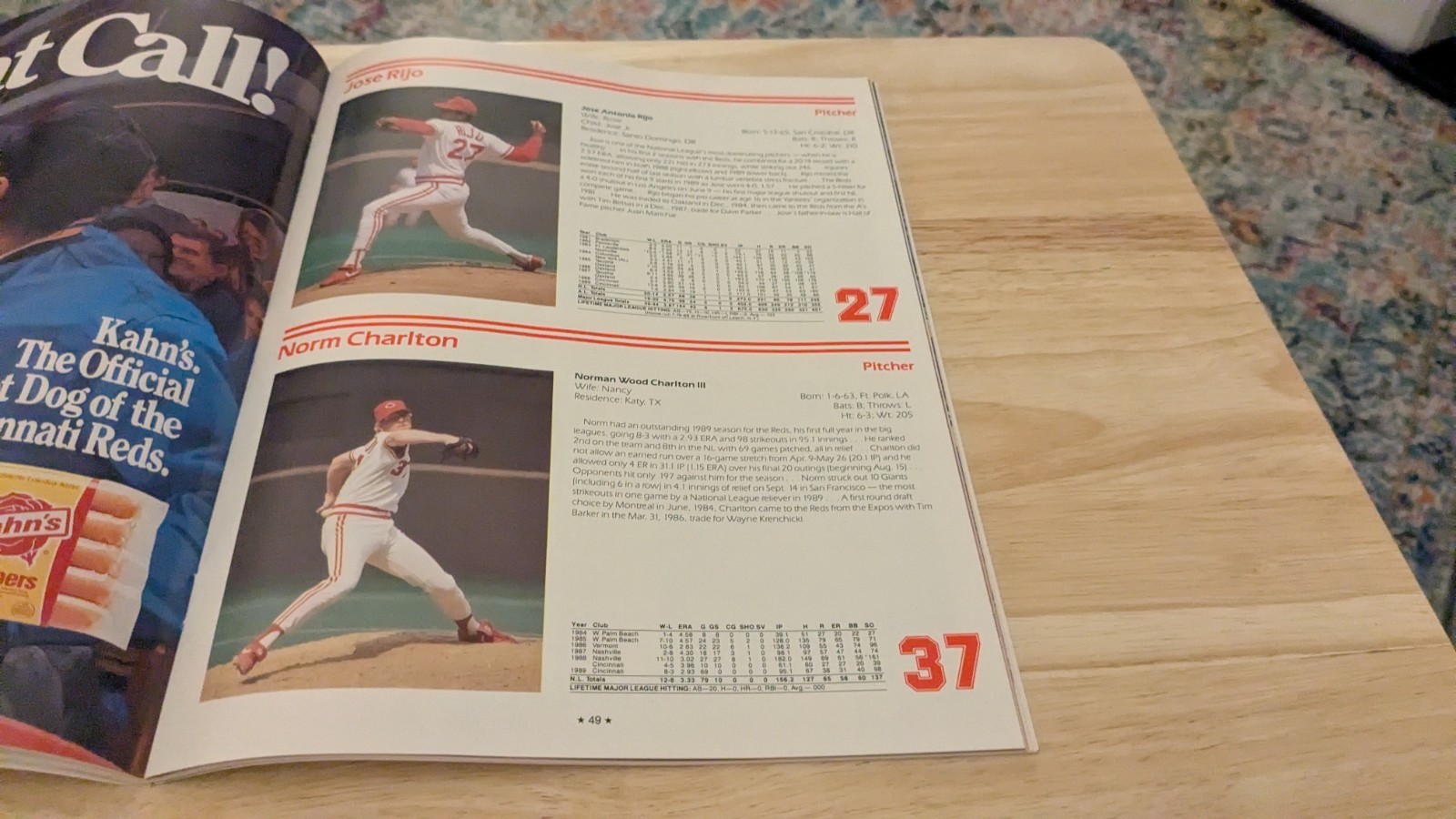 1990 Cincinnati Reds Baseball Yearbook/Program Barry Larkin