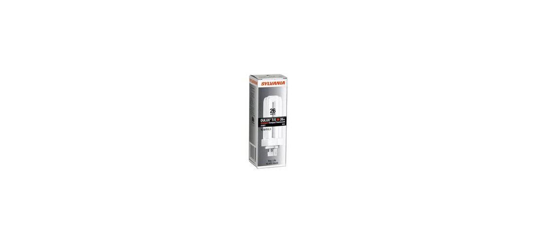 Compact Fluorescent Bulb, 26 W, T4 Lamp, GX24Q-3 Lamp Base, 1501 Lumens, 3500 K