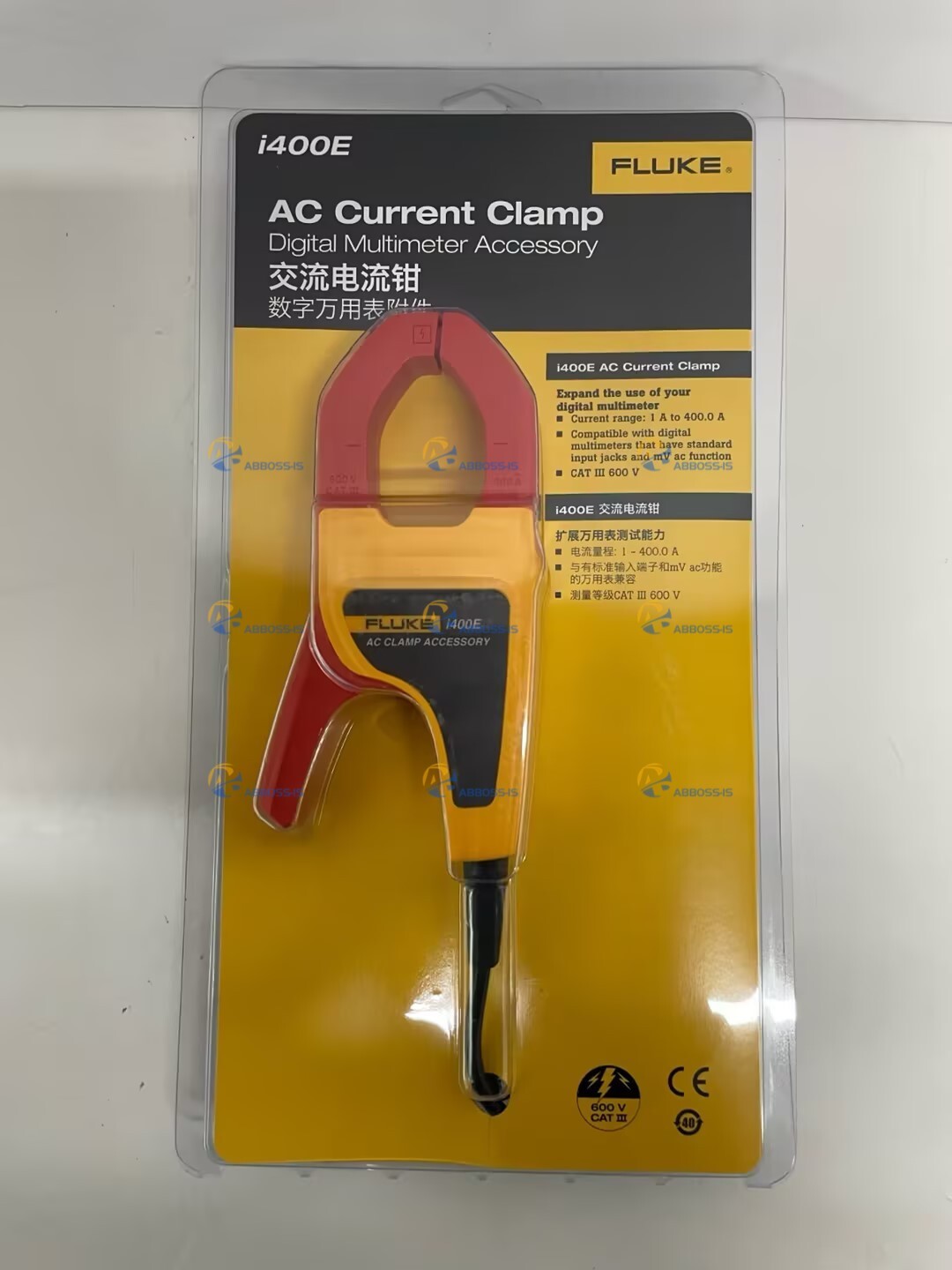 New Fluke I400E 400A AC Current Clamp 4mm Banana Plug