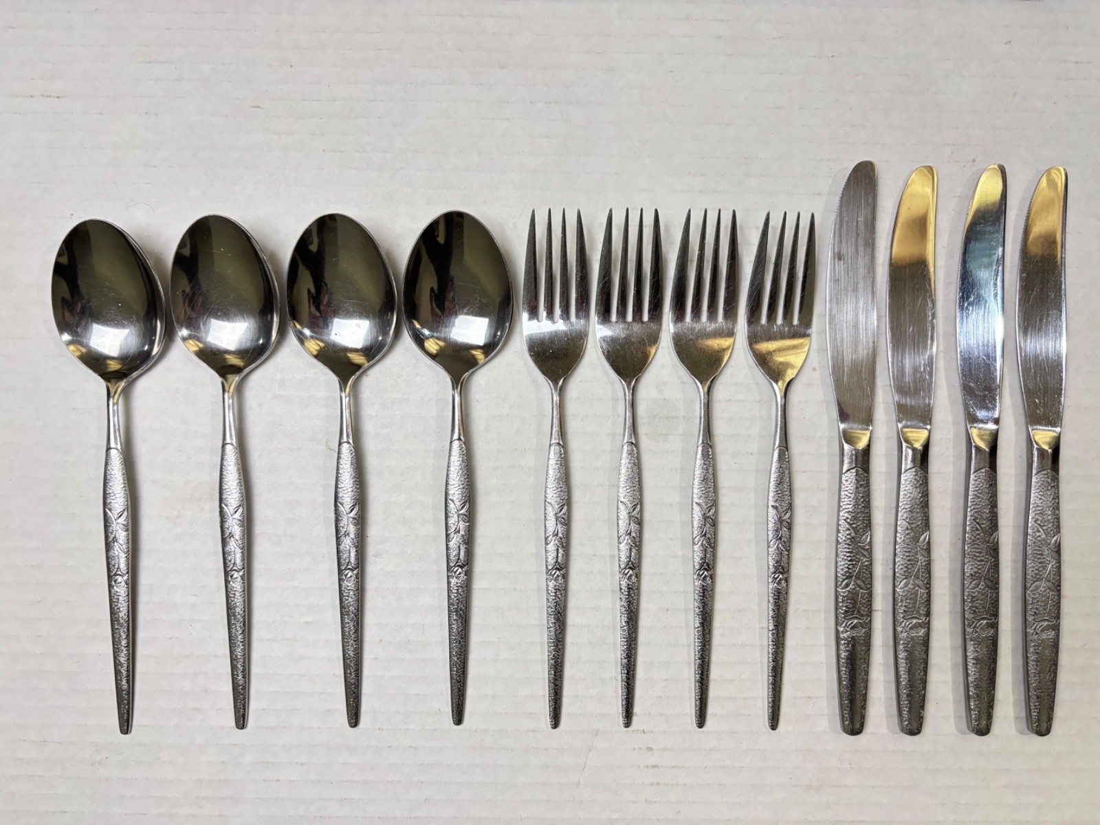 NATIONAL STAINLESS *FLEUR* SPOONS-FORKS-KNIVES  12pcs