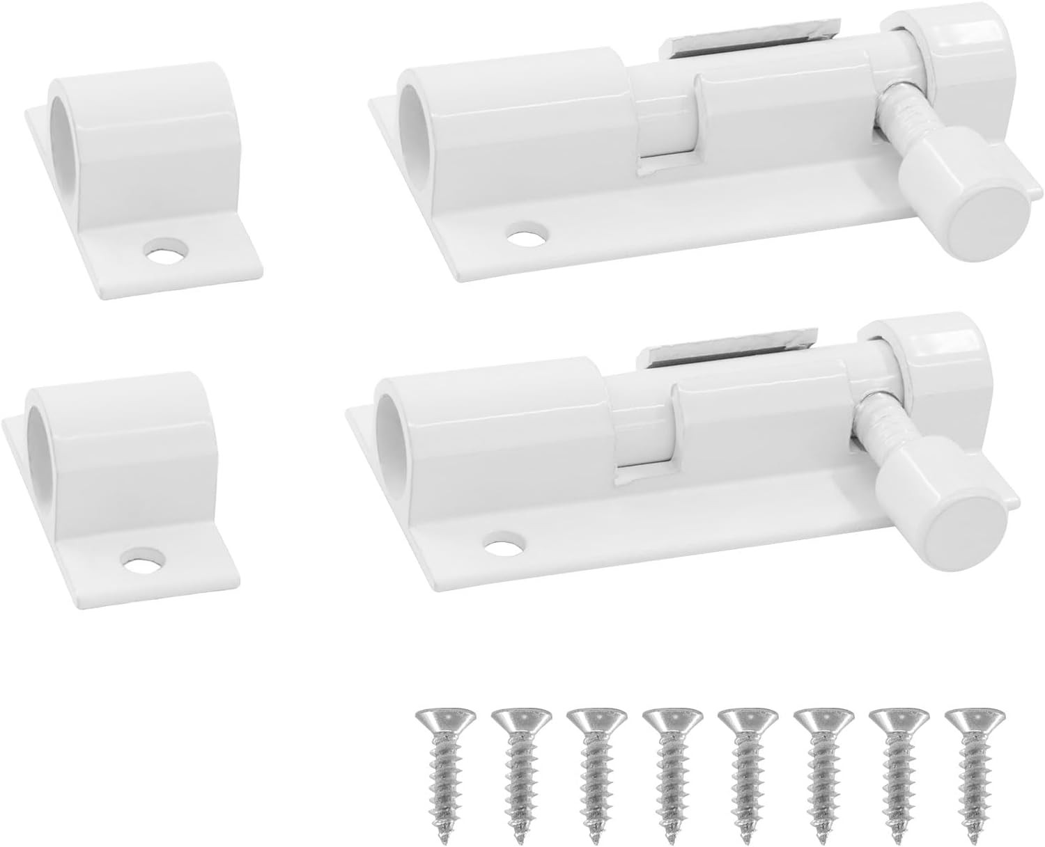 2Pcs 2 Inch White Barrel Bolt Latch Aluminium Alloy Slide Lock Gate Door Catch