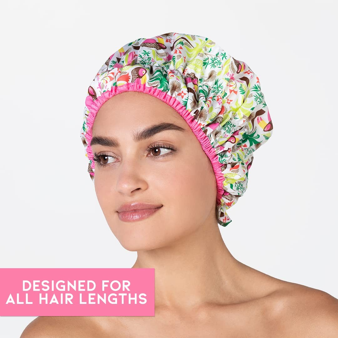 Reusable Shower Cap & Bath Cap & Lined, Oversized Waterproof Shower Caps Large