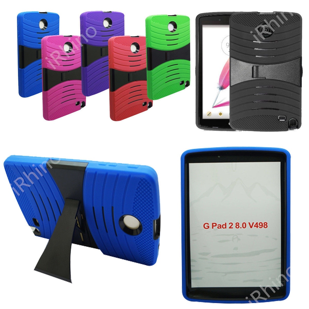 For LG G PAD F 8.0 V498/ G PAD 2 8.0 Armor Hybrid Kickstand Hard Soft Case Cover