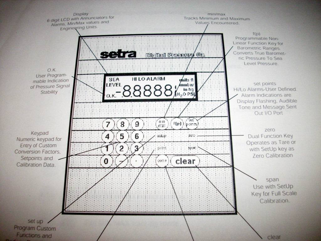 Setra Digital Pressure Gauge Model 370 Operator's manual