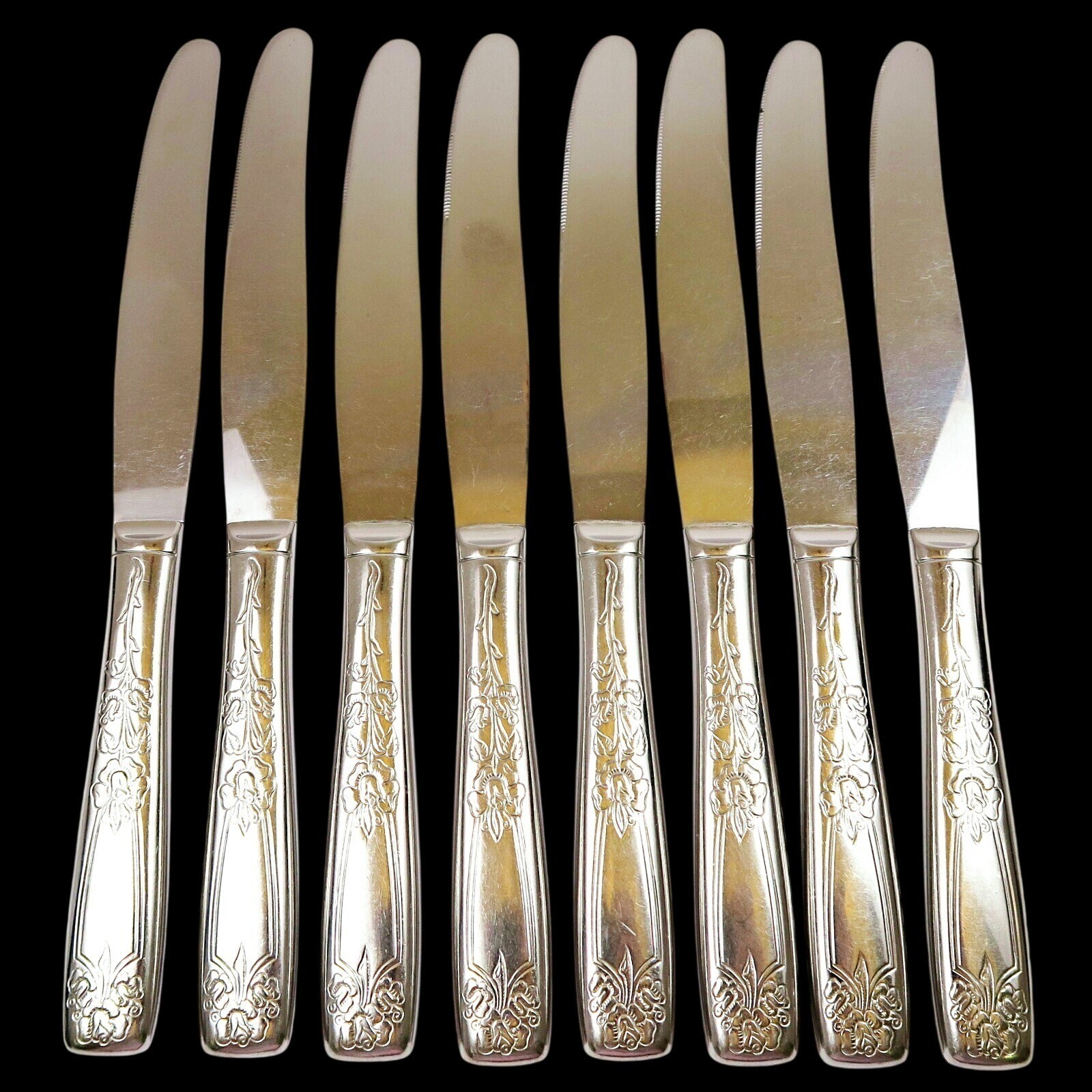 Sears Roebuck Rose Stainless Modern Hollow Knives (Set of 8) 8 5/8" Vintage