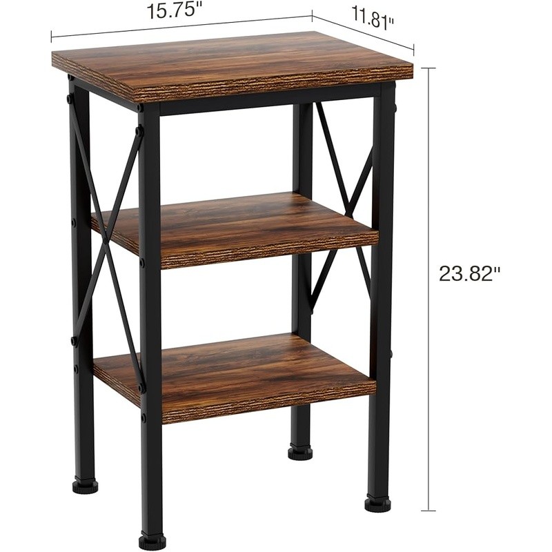 Rustic Accent Table Set of 2 Durable Finish Quick Assembly Floor Protectors New