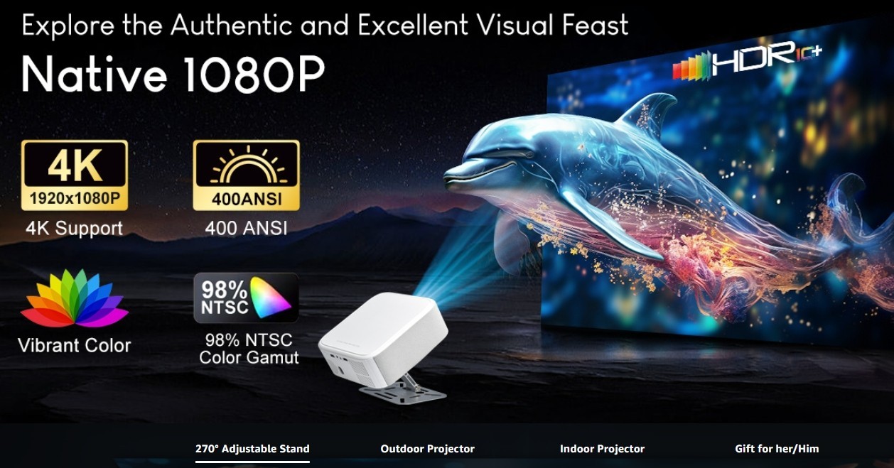 Netflix Licensed Projector with Wifi Bluetooth 4K, Auto Keystone P92 Max