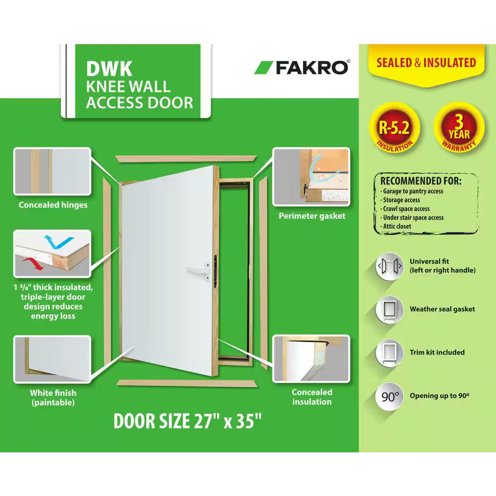 DWK Wall Hatch 27 In. X 35 In. Wood Insulated Access Door