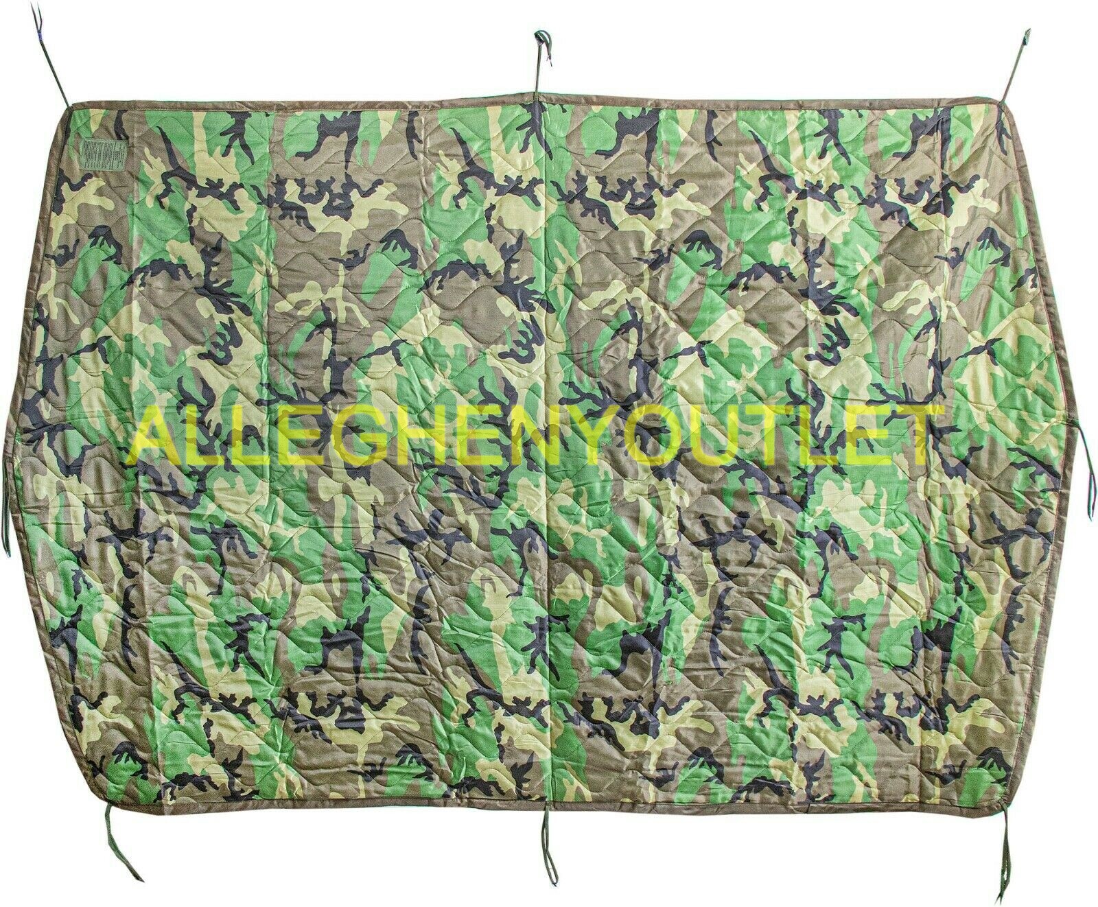 USGI Military Woodland Camo Wet Weather Poncho Liner Woobie Blanket VERY GOOD