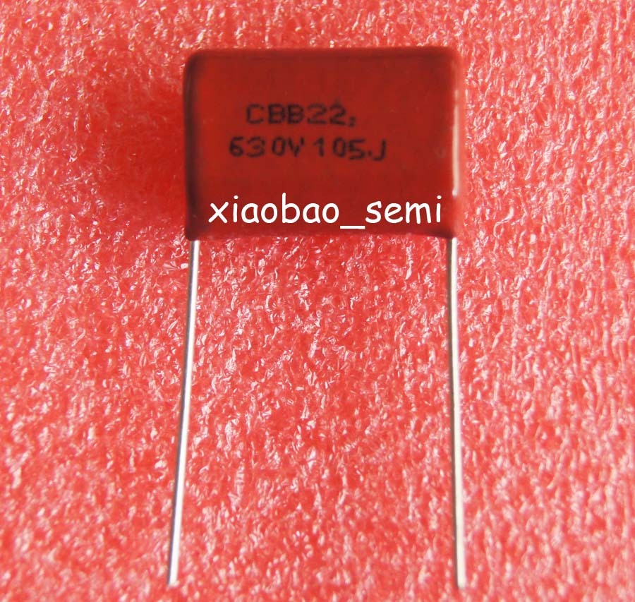 50PCS CBB Metallized Film Capacitor 1uF 105J 630V 1000nF P=20MM