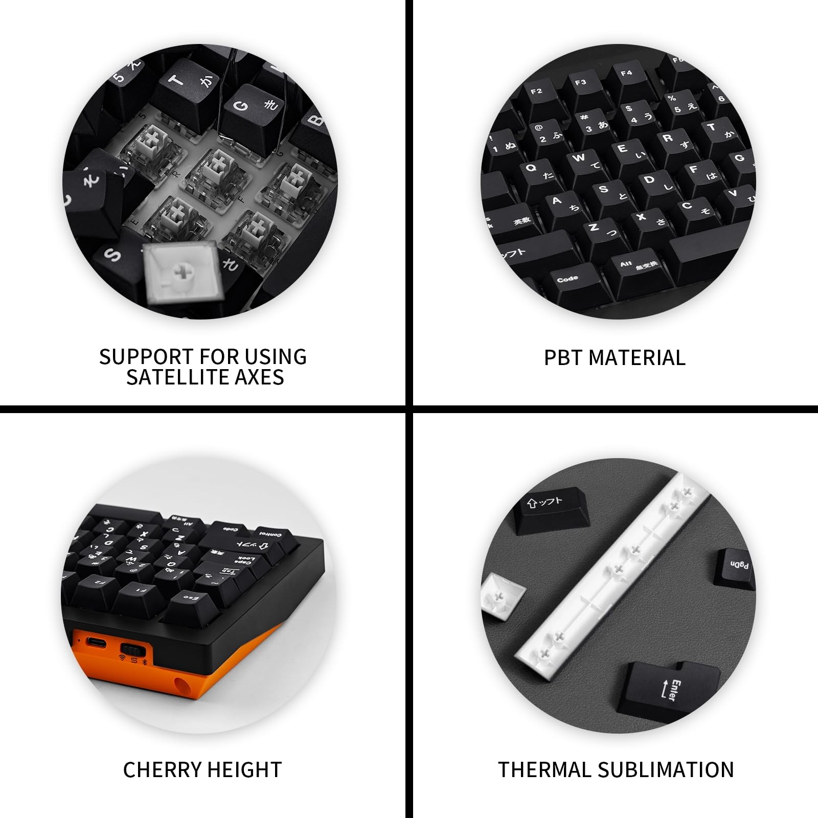 Black Japanese Keycaps 129 Keys Minimalist Style PBT Dye Sublimation Customized