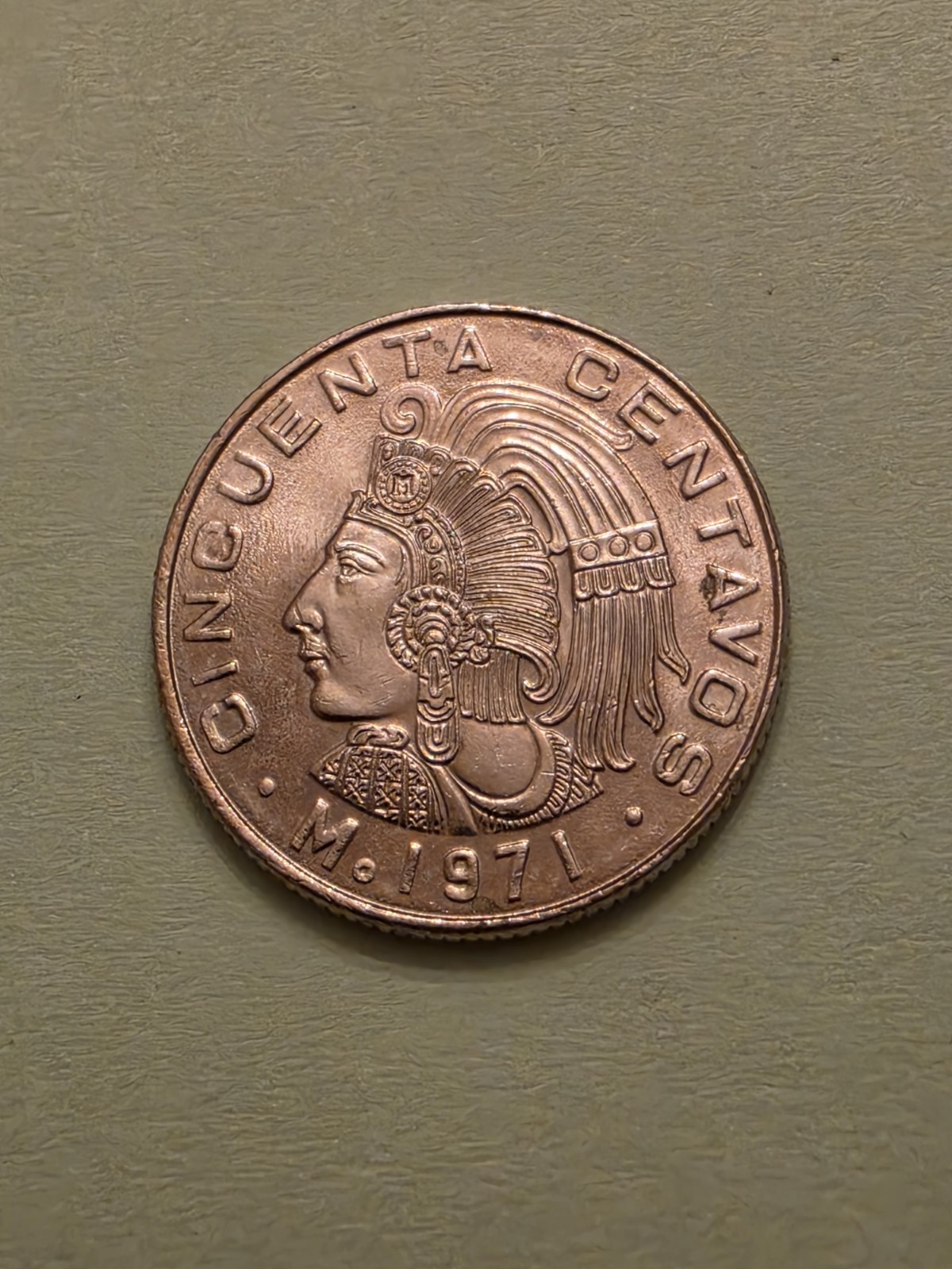 1971 🇲🇽 MEXICO 50 CENTAVOS WORLD COIN KM#452 ALMOST-UNC WITH LUSTER FREE SHIP