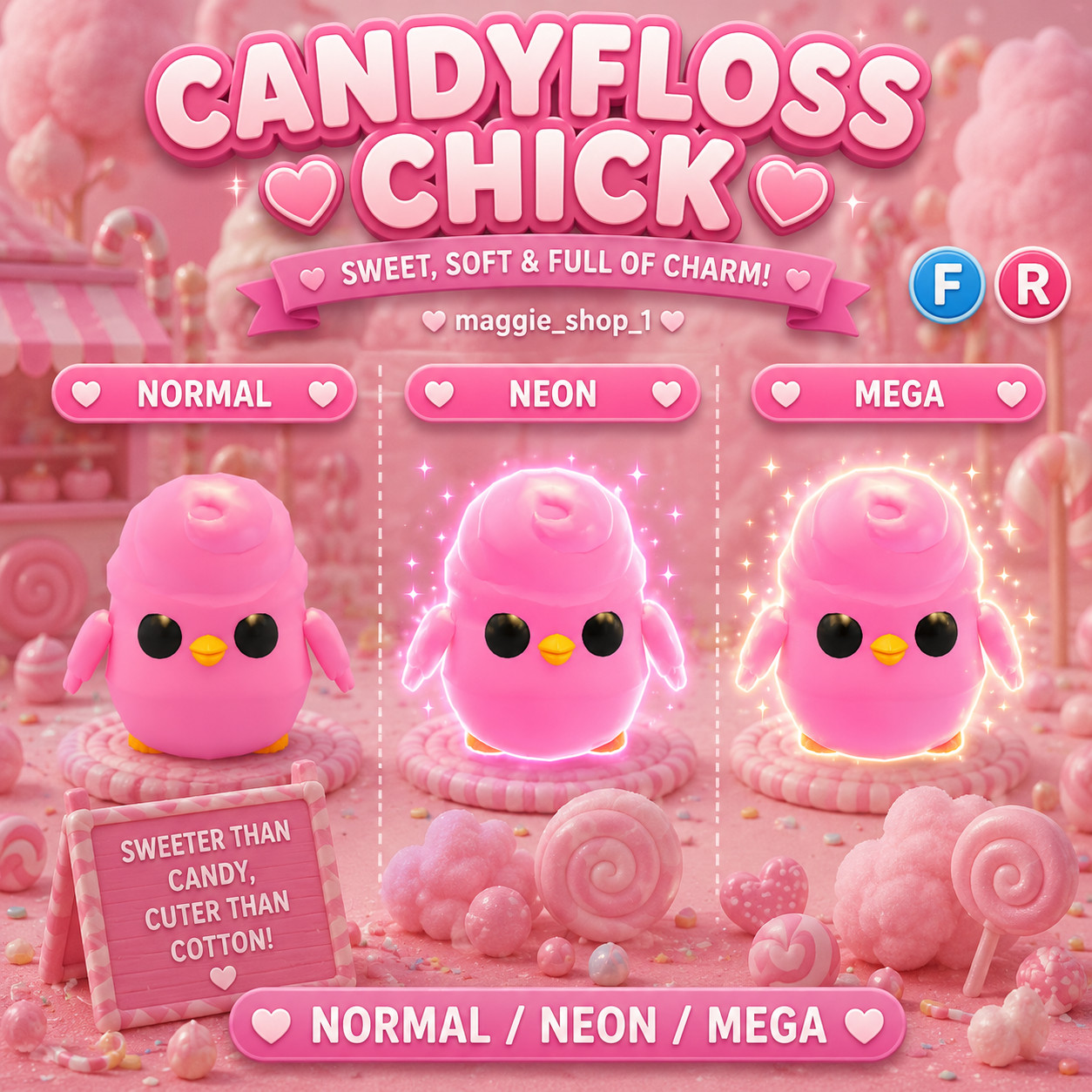 Candyfloss Chick FR Normal/Neon /Mega ✨ Adopt From Me Today ✨ Top Picks
