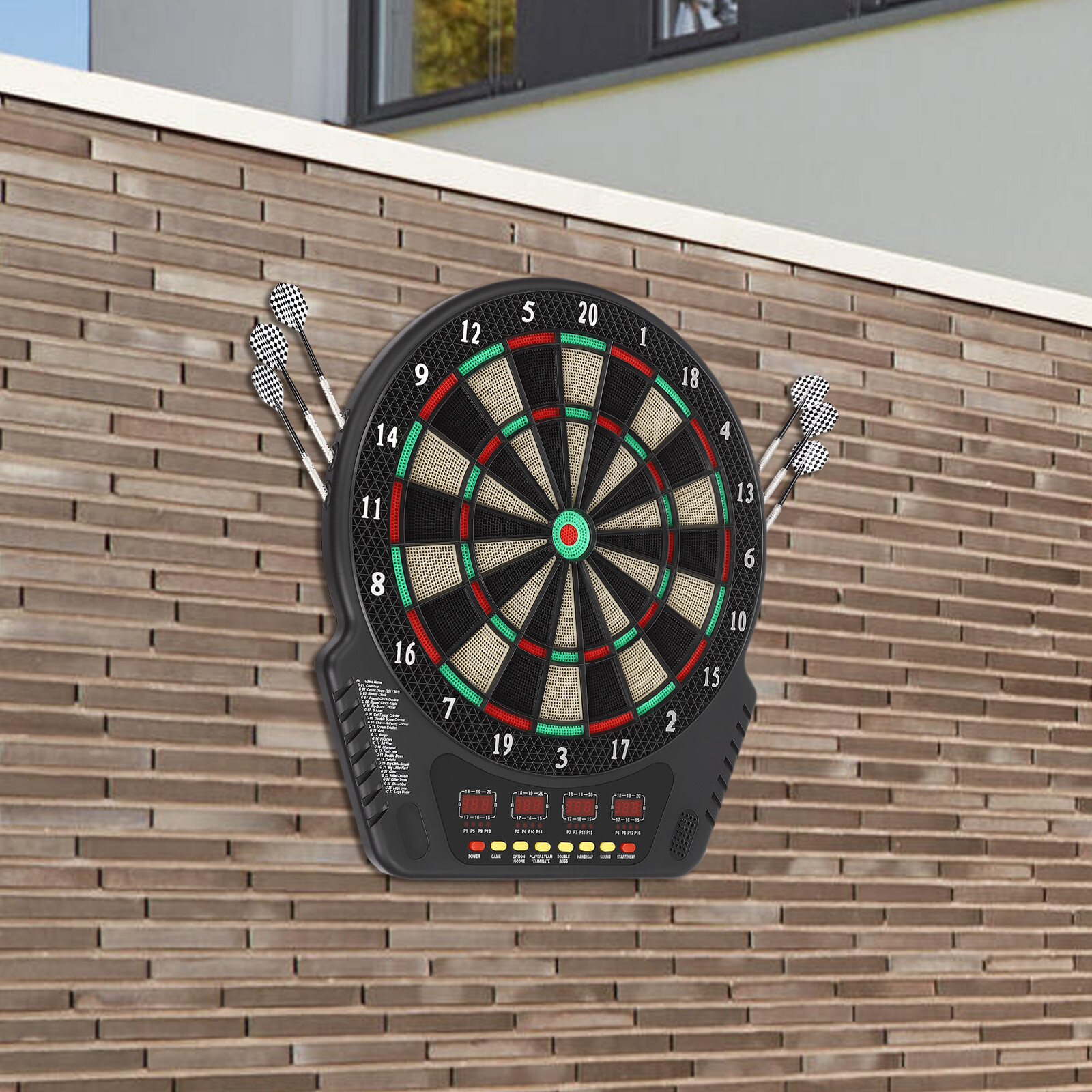 8 Levels Electronic Dart Board Wall Mounted Innovative Dart Machine w/ 6 Darts