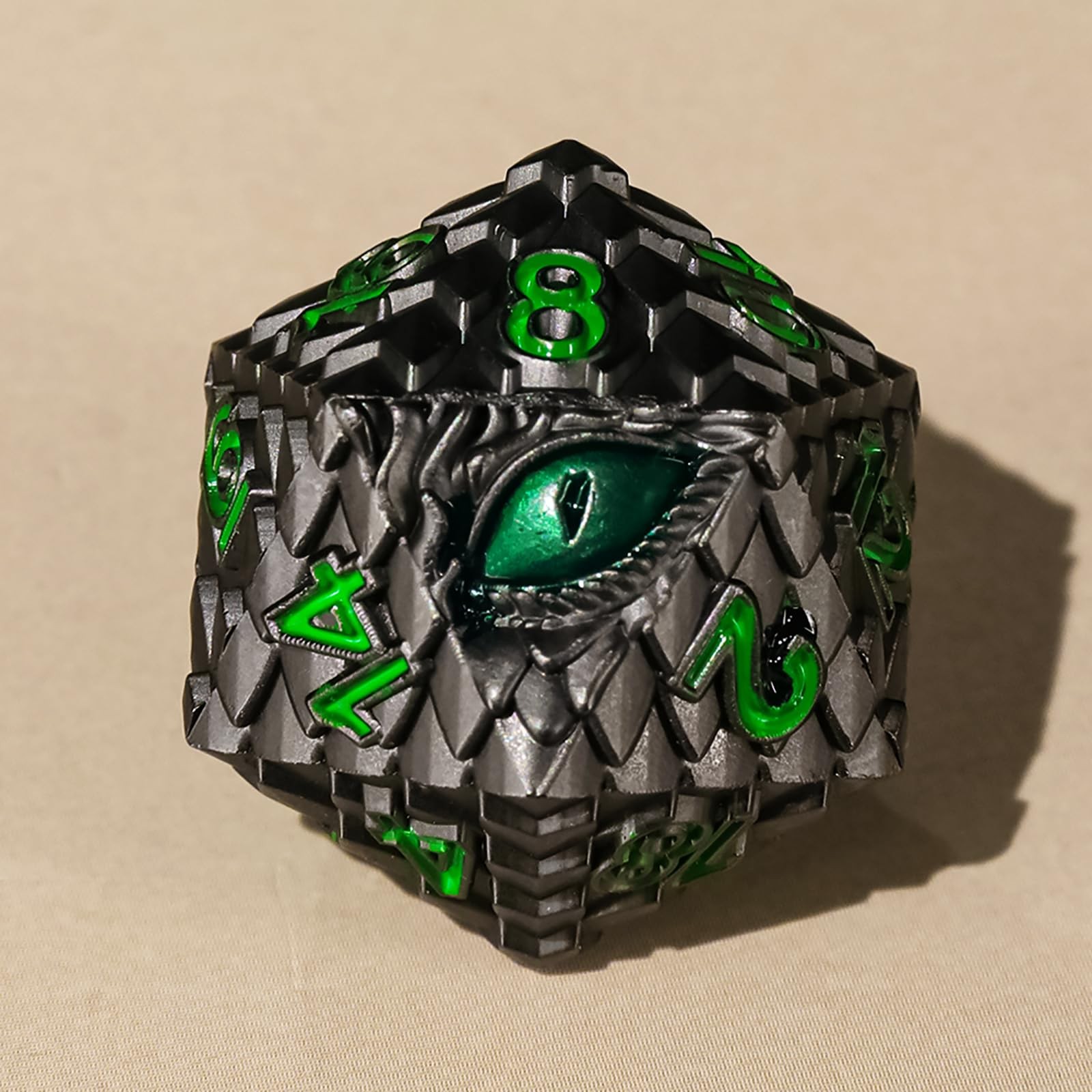 Metal Dice Set D&D,7 PCS Dragon Scale Metallic DND Dice Set,Dragon Eye Metal Dic