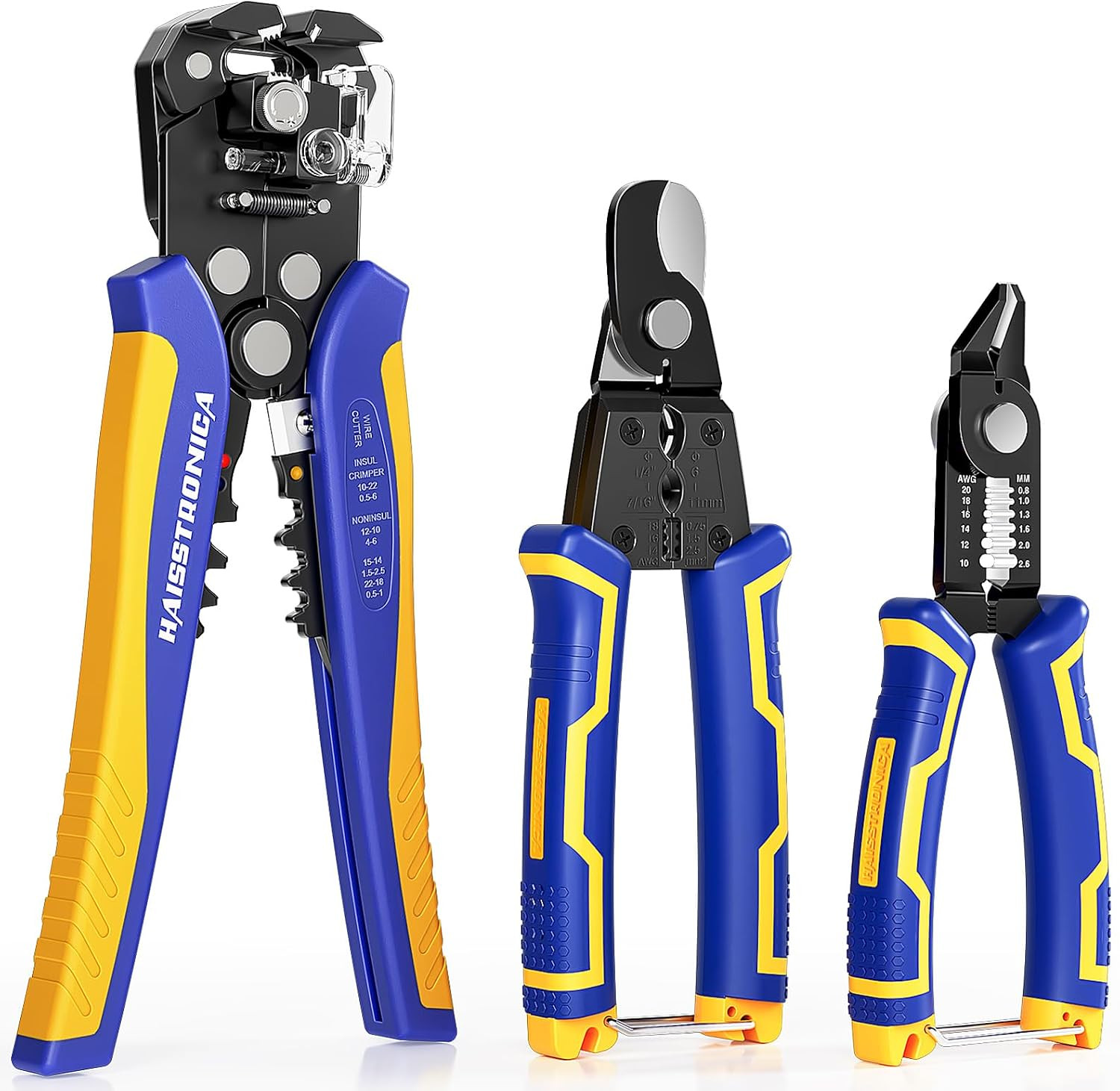 3PCS Automatic Wire Stripper Set, Flush and Cable Cutters | 11 Mm Cutting Capaci