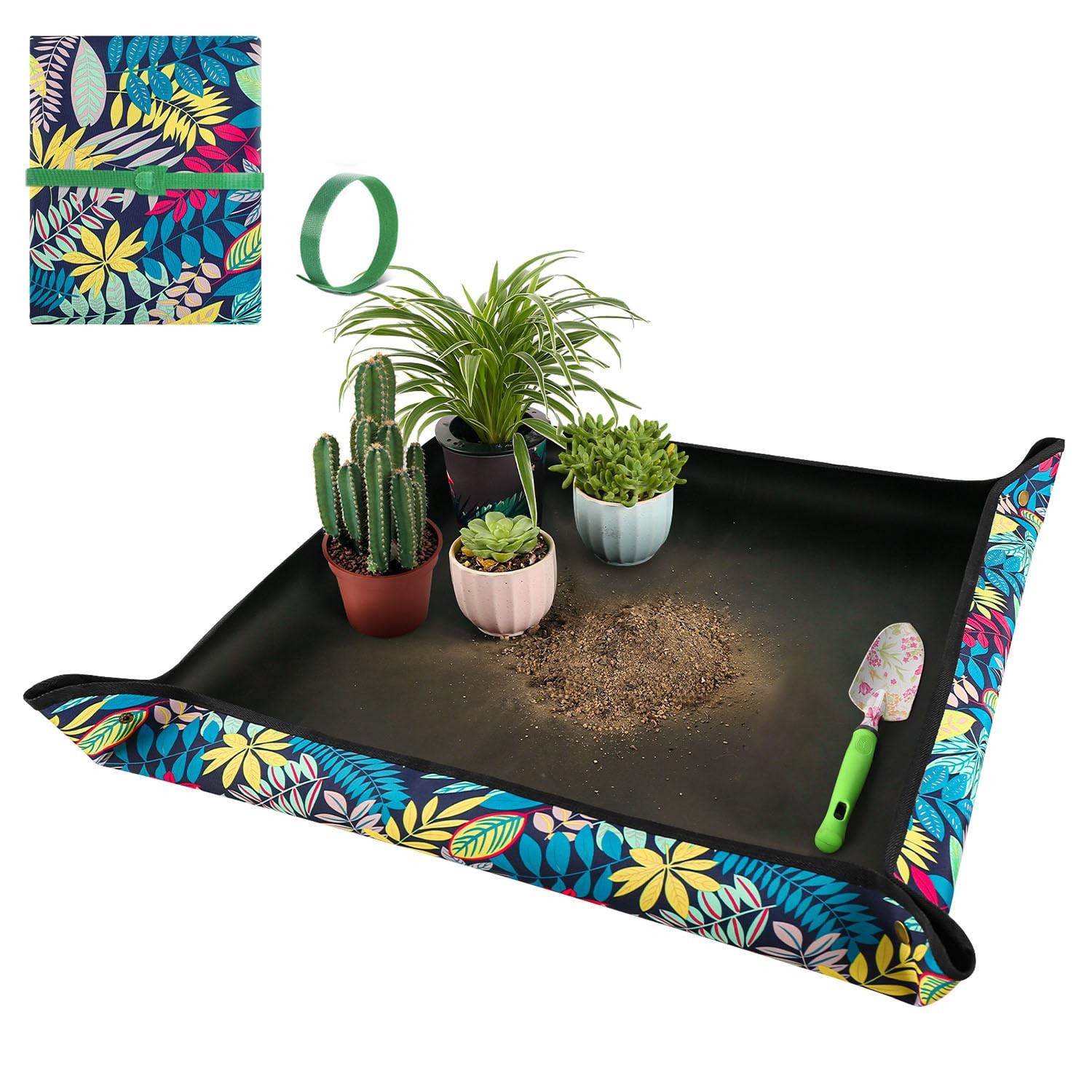 Repotting Mat for Plant Transplanting and Mess 29.5"x 29.5", 1 Pcs Black