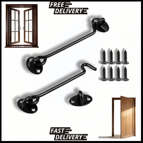 Heavy Duty 6 Inch Hook and Eye Lock, 2 Pack – Stainless Steel Sliding Barn Door