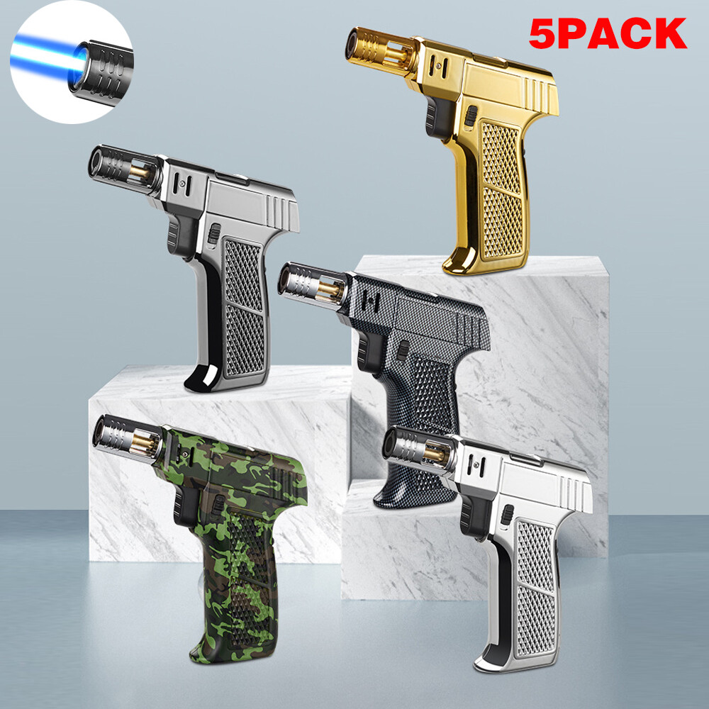 5PACK Kitchen Gas Metal Lighter Windproof BBQ Cooking Jet Torch Turbine Gun