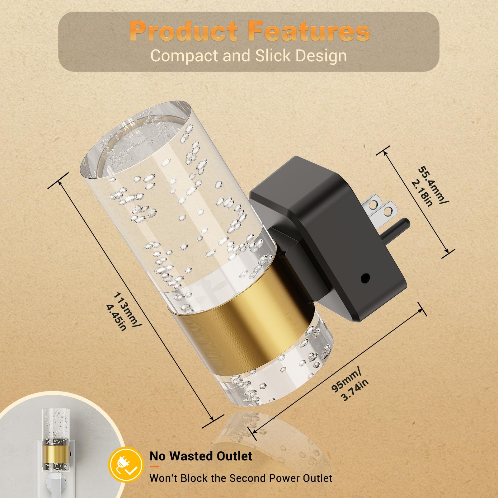 JandCase Night Light, Automatic Night Lights Plug into Wall, Dimmable LED Nig...