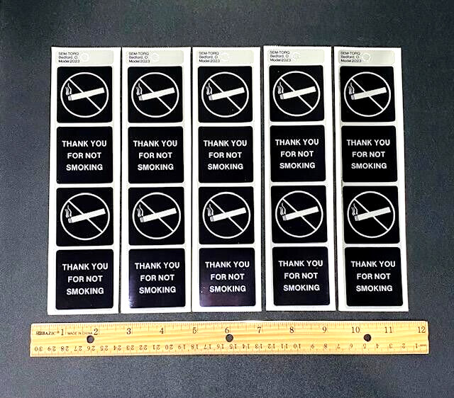 SPECIAL!! ⭐5 FOR 1 PRICE⭐ 10 THANK YOU FOR NOT NO SMOKING BUSINESS STICKER SIGNS