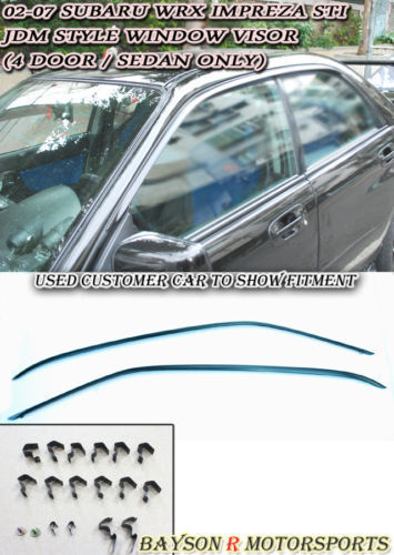 Fits 02-07 Subaru Impreza WRX STi 4dr GDB JDM Window Rain Guard Visors w/ Clips
