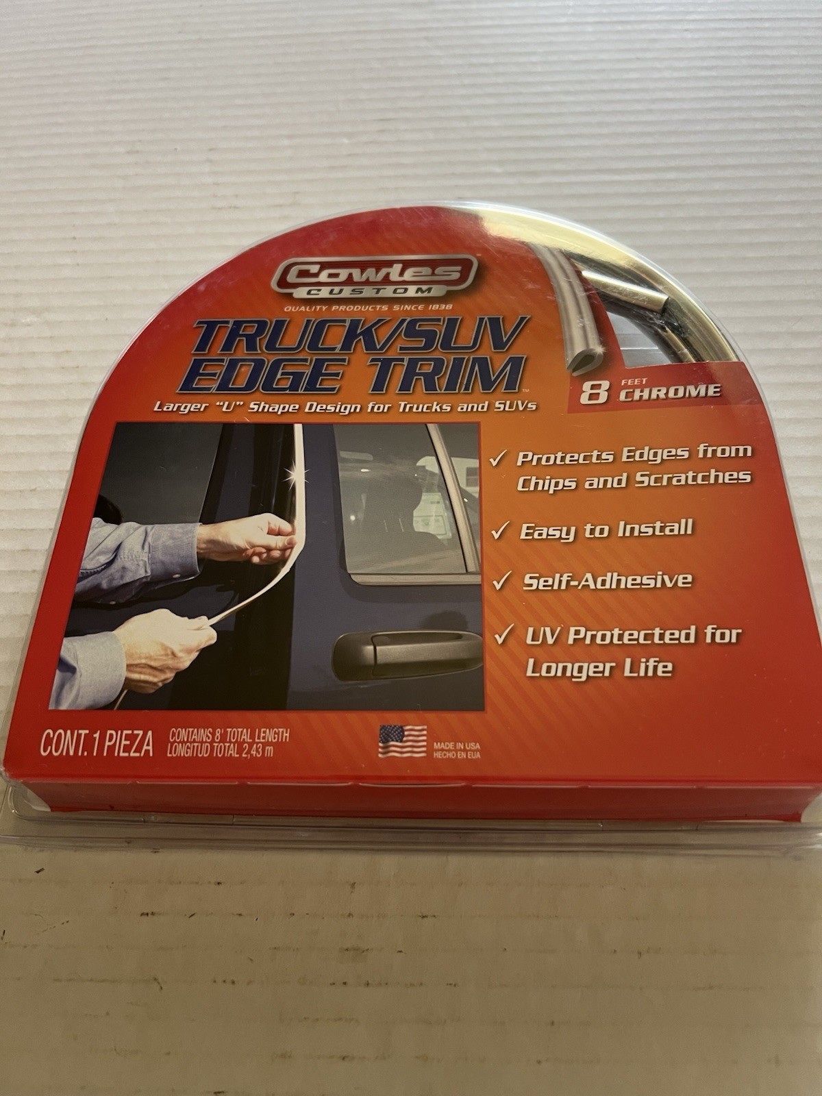 Cowles S37204 8ft.Truck Door Edge Chrome USA Made UPC: 085387372049