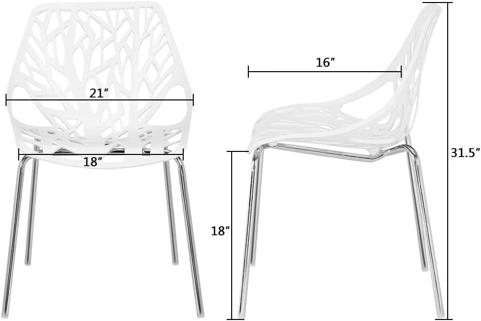 Modern Dining Chairs Set Plastic Saping Birch Chairs Stackable Chairs Set for