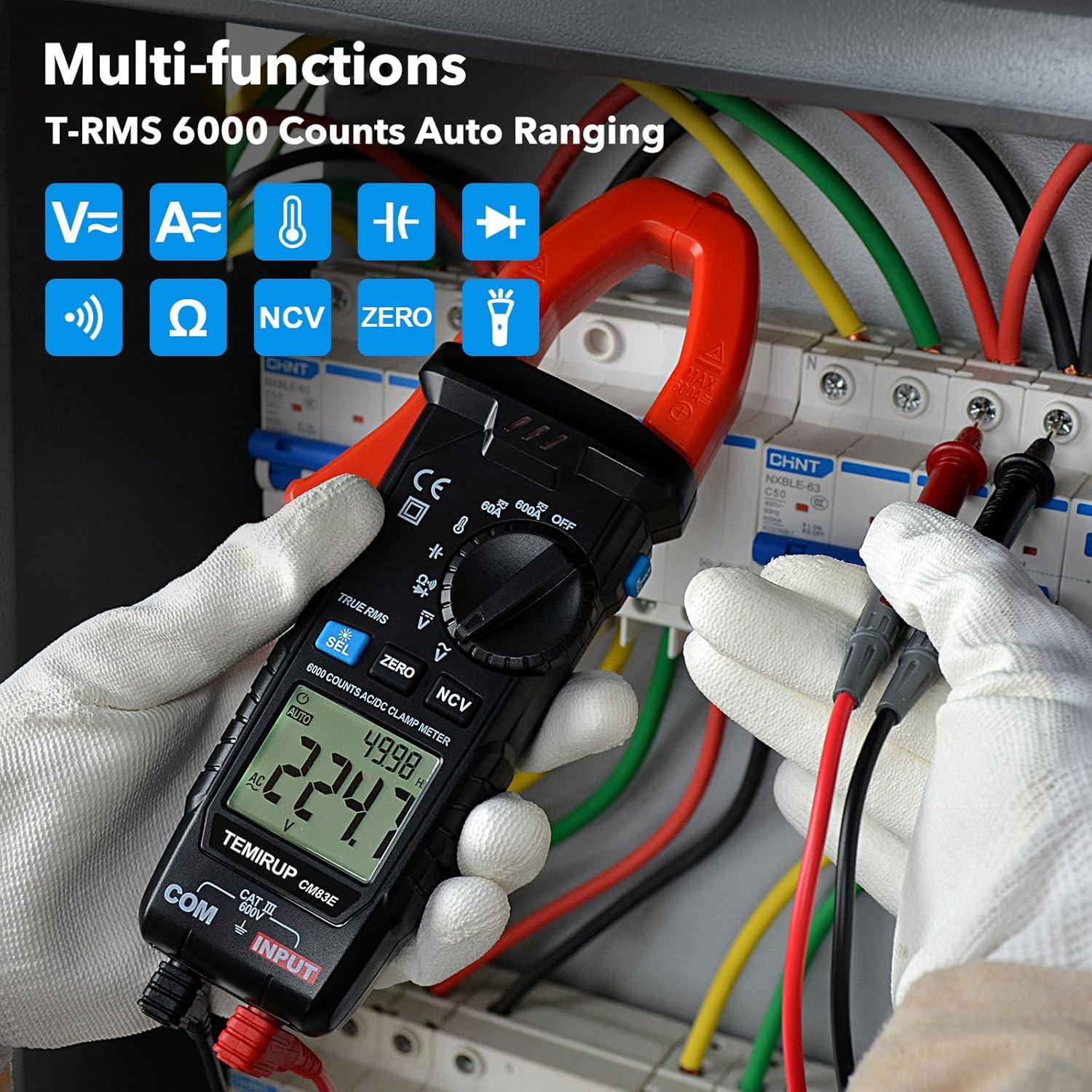 Digital Clamp Meter Multimeter, TRMS 6000 Counts 600A Current Amp Volt Meter, Au