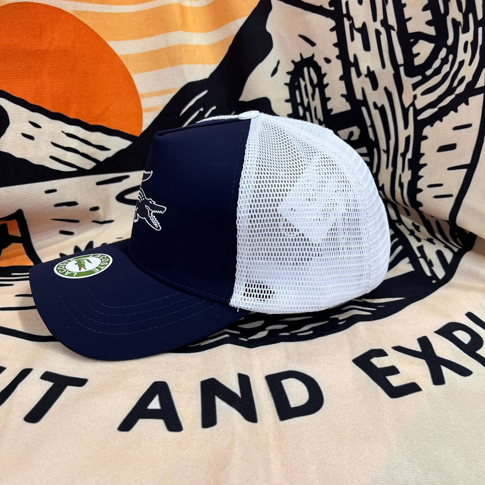 LACOSTE Men's Outdoor Adjustable Mesh Back Blue Baseball Cap