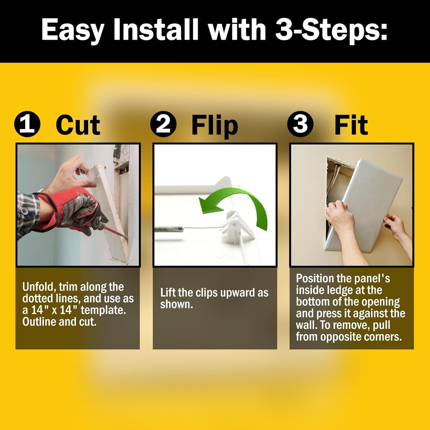 14x14" Plastic Access Panel with Spring Click - No Tools Needed, 10 Pack
