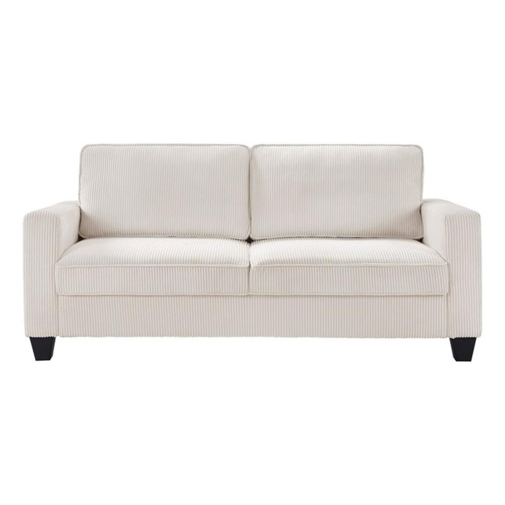Bowery Hill 72.5"W Corduroy Sofa with USB and Side Pockets in Beige