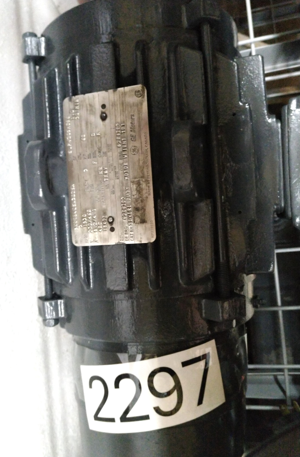 GE MOTOR - 5KR184QSA3029A, 3HP, 230/460V, 1530RPM, 184TZ FRAME, TENV WITH BRAKE