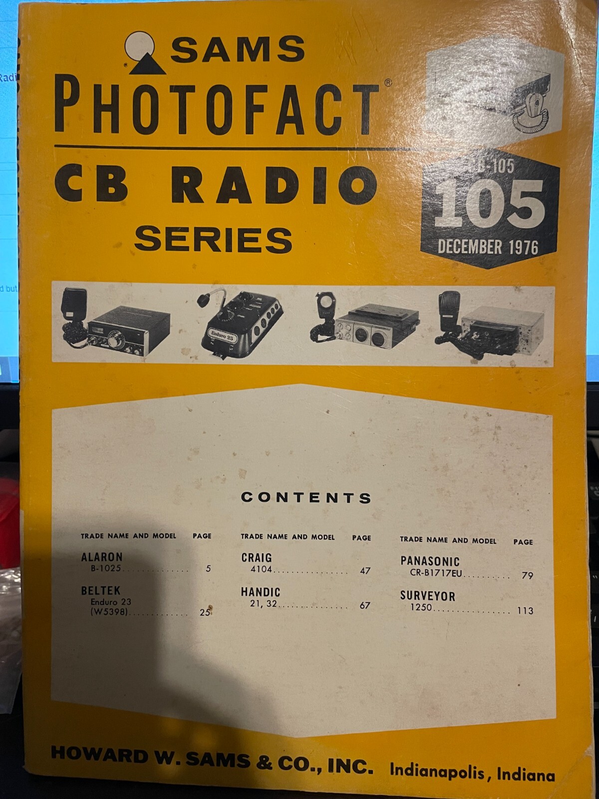SAMS PHOTOFACT CB RADIO SERIES VOLUME 105 Dec.1976 1st Ed.1 PRINTING SHIPS FREE
