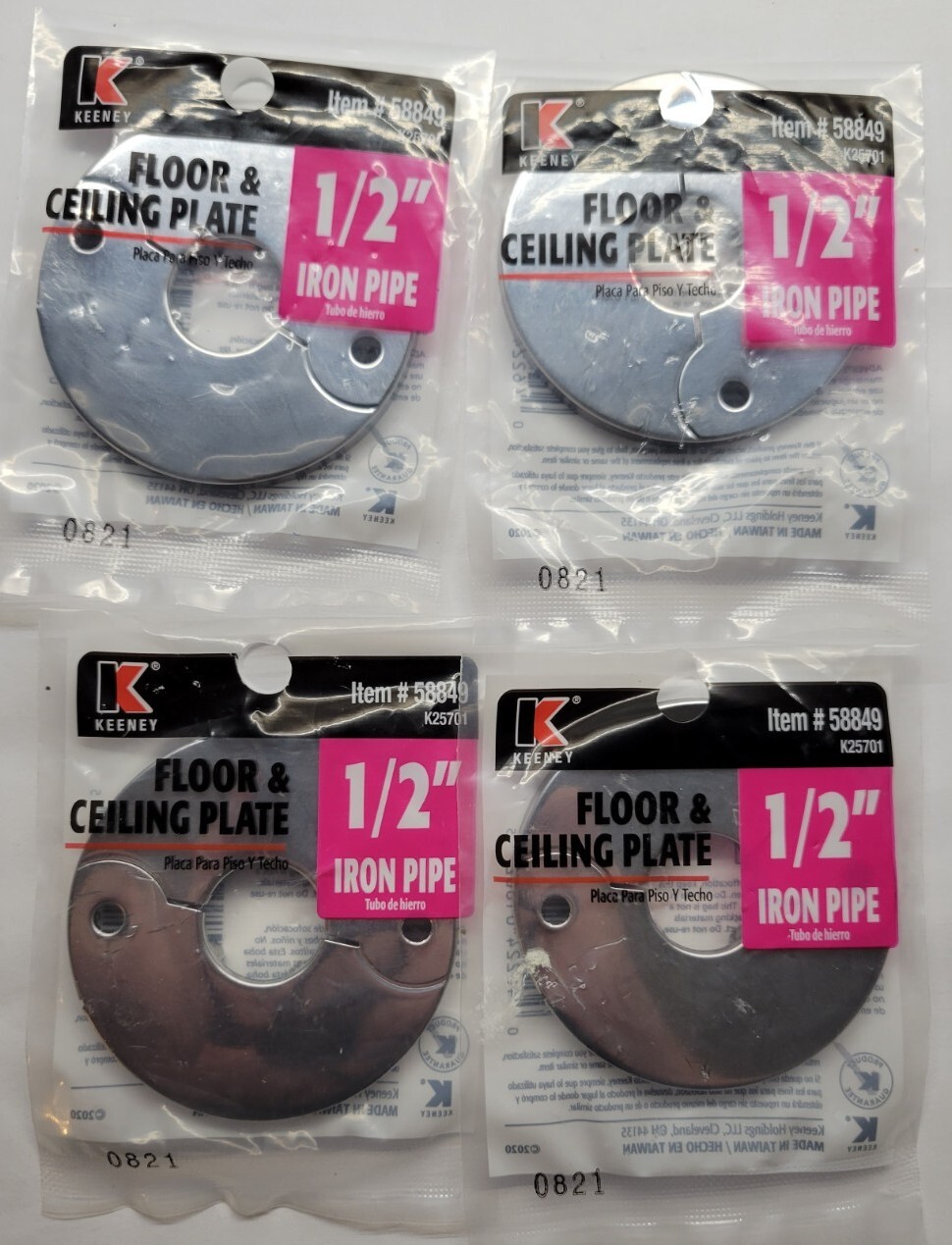 Keeney 0.5-in Metal Floor And Ceiling Plate K25701 Bathroom Faucets Lot Of 4