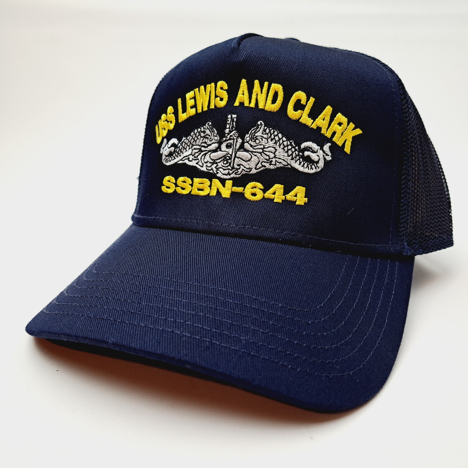 USS Lewis And Clark SSBN-644 Mesh Snapback Cap Hat Navy Blue Boat Submarine Ship
