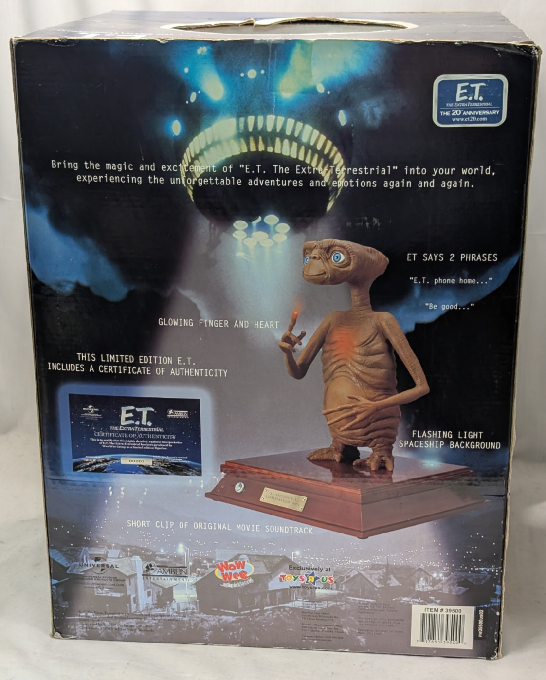 E.T. Extra Terrestrial 20th Anniversary 12" Collectible Figure ToysRus Exclusive