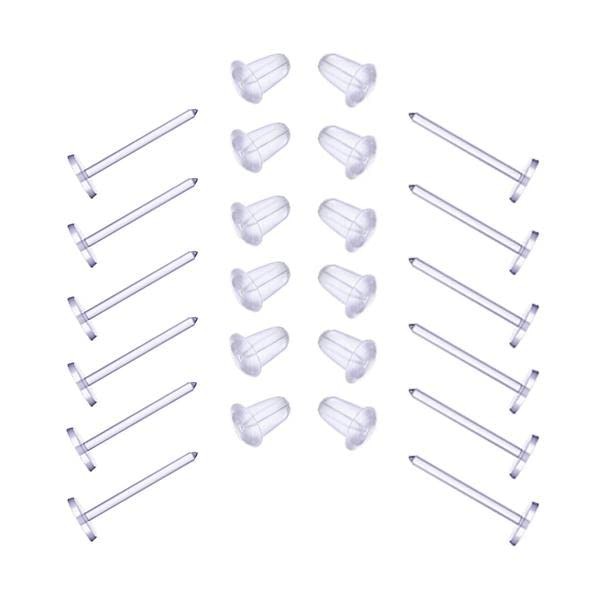 Elfstone 3mm Invisible Plastic Earrings 100 Pairs/200 pieces, Transparent