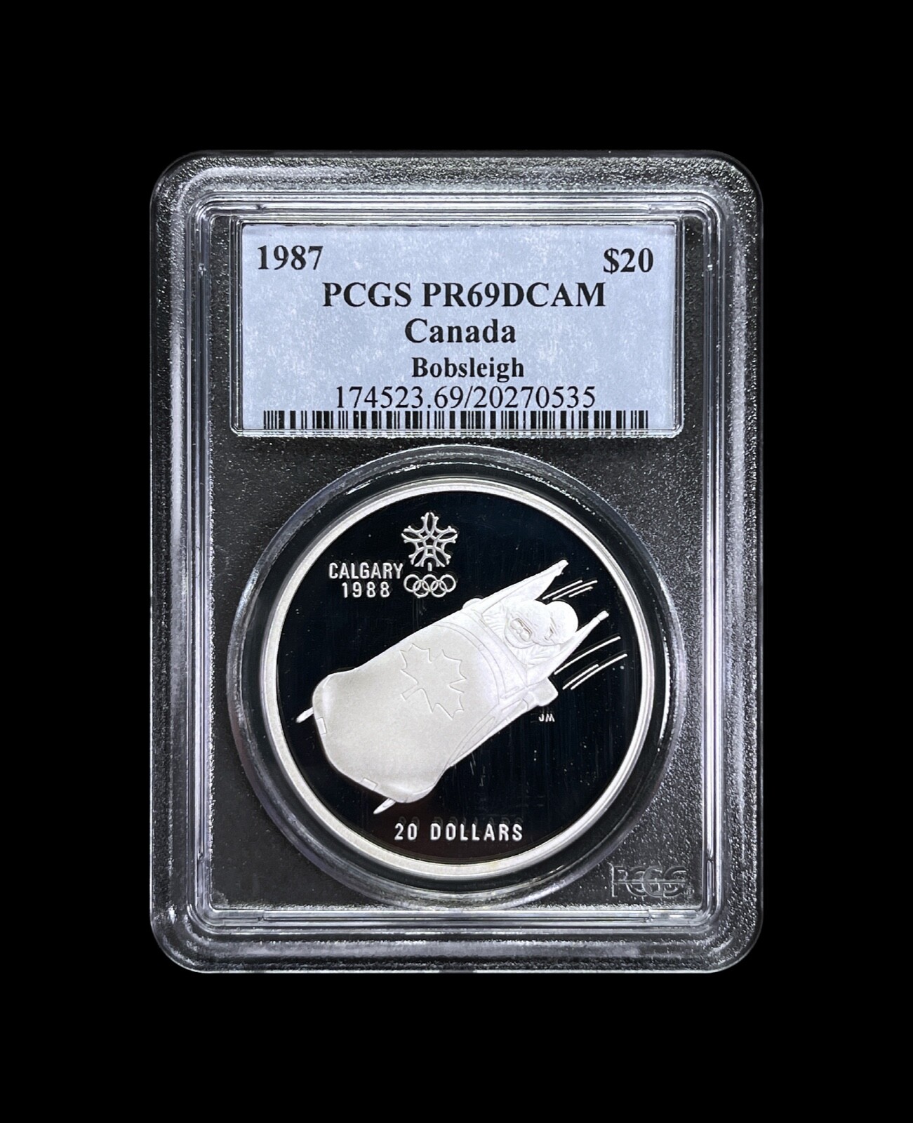 CANADA. 1987, 20 Dollars, Silver - PCGS PR69 - Top Pop 🥇 Olympics, Bobsleigh 35