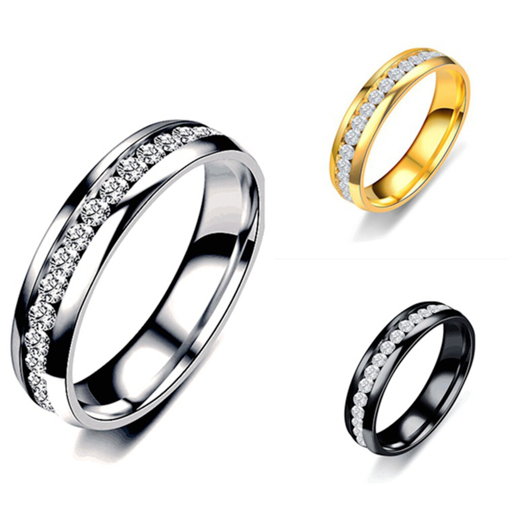 Men/Women CZ Couple Stainless Steel Wedding Rings Titanium Engagement Band 5-13^