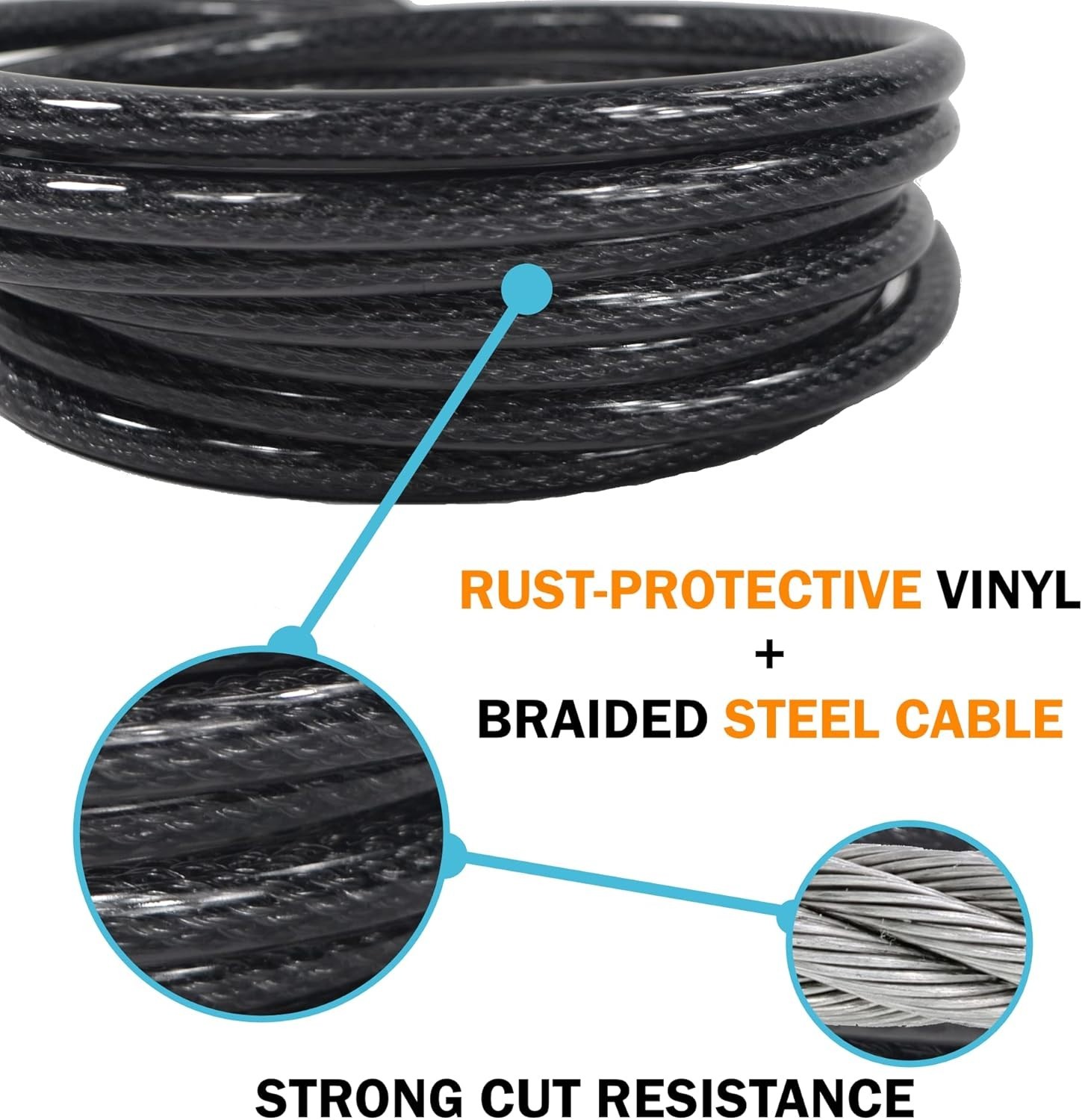 Vinyl Coated Braided Steel Cable - 7ft