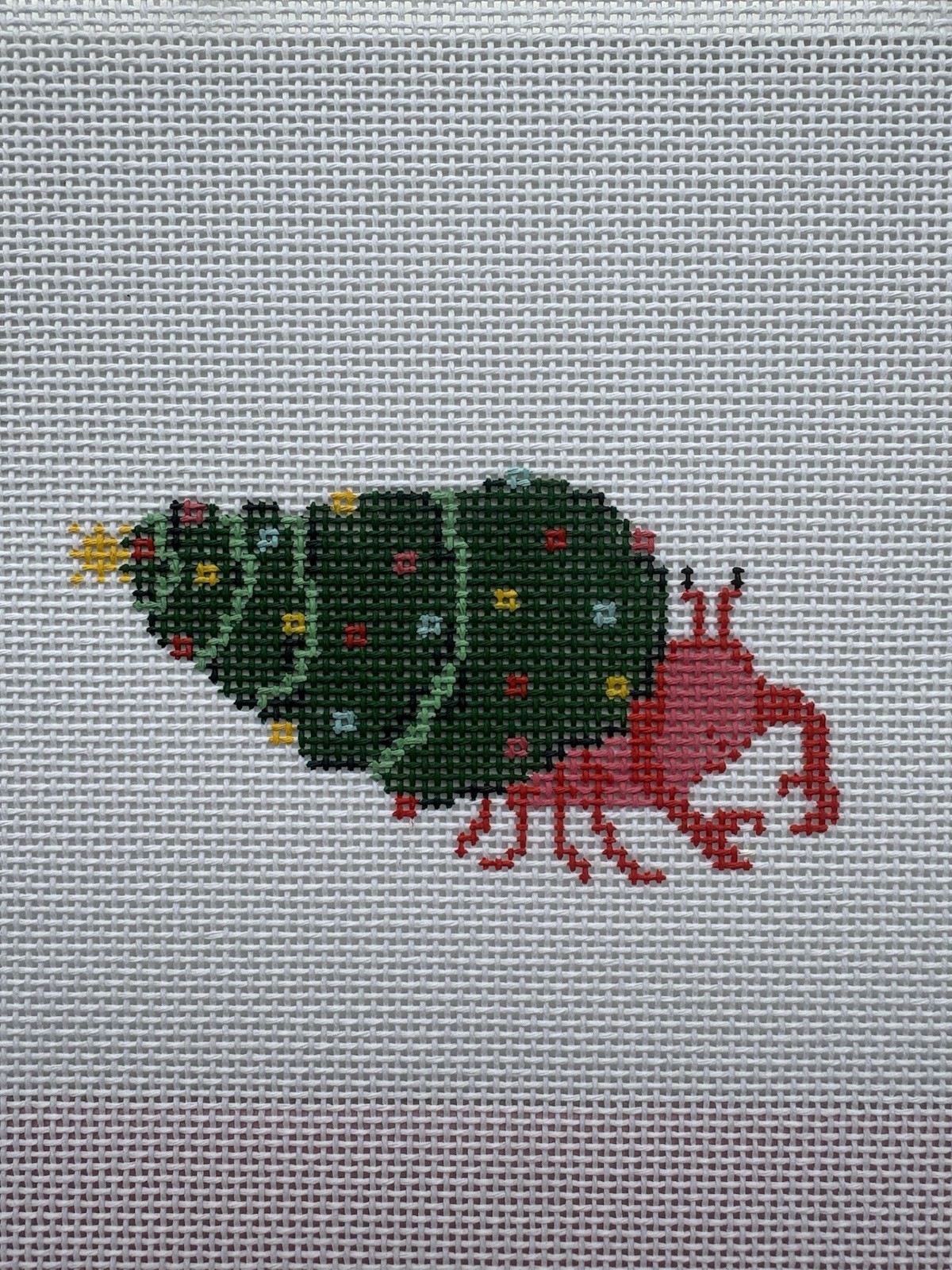 Christmas Needlepoint Canvas: Crab Christmas Tree, Zweigart 13 Count Handpainted