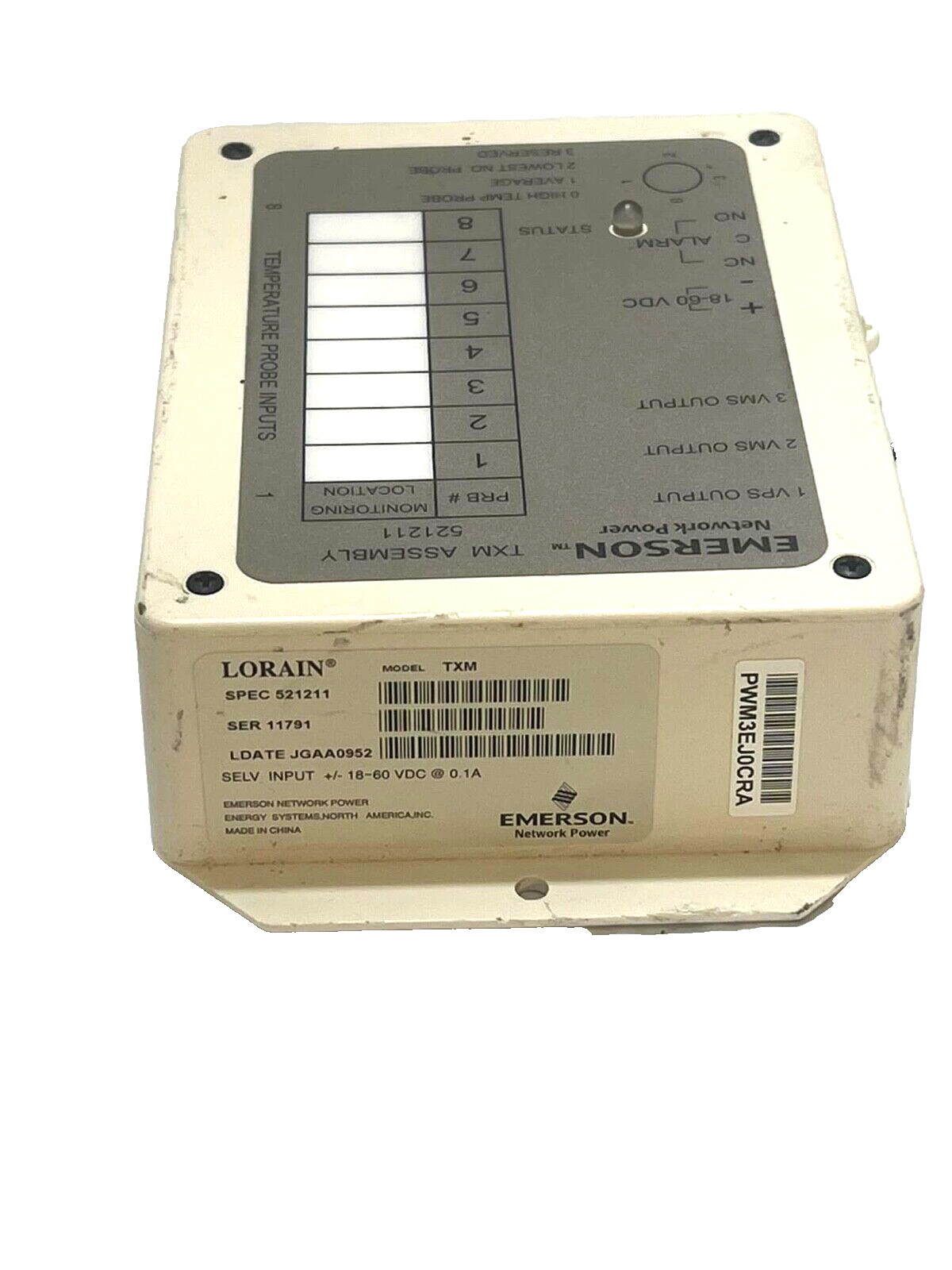 EMERSON, LORAIN TXM ASSEMBLY SPEC 521211 TEMP CONCENTRATOR